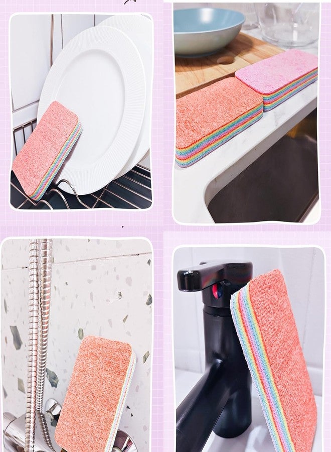 KUNYA® Multipurpose Rainbow Dish Clening Sponge Tearable for Dishes Scrub Sponges for Kitchen Dishwashing Tools Accessories Brush Bathroom Zero Scratch Scruber Reusable Dusting Cloth (Set of 12) - Image 2
